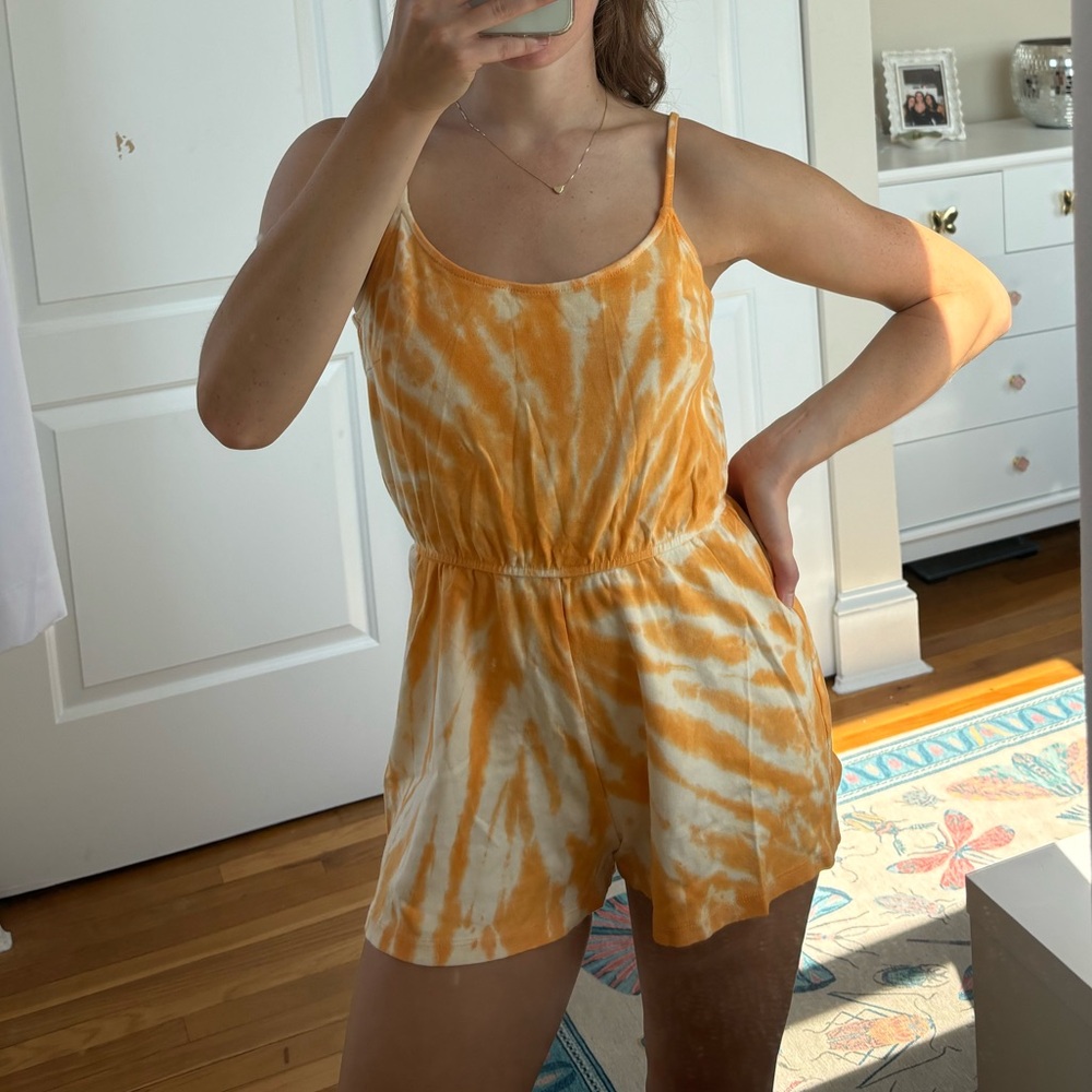 Orange tie dye romper